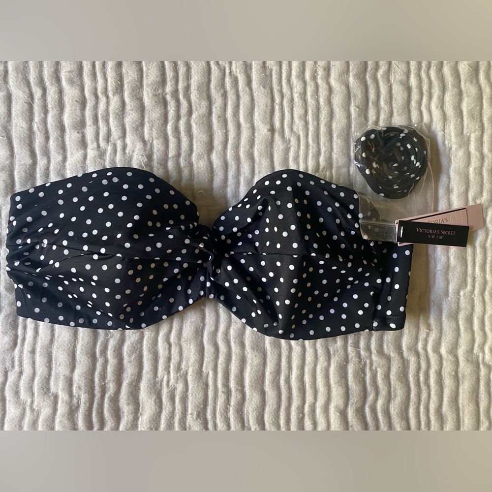 Victoria’s Secret Black Polka Dot Bandeau Swim Top